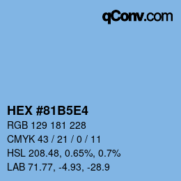 Farbcode: HEX #81B5E4 | qconv.com