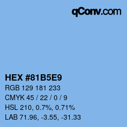 Farbcode: HEX #81B5E9 | qconv.com