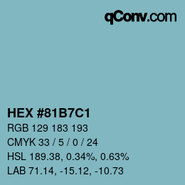 颜色代码: HEX #81B7C1 | qconv.com