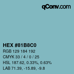 Color code: HEX #81B8C0 | qconv.com