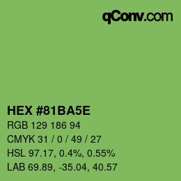 Farbcode: HEX #81BA5E | qconv.com