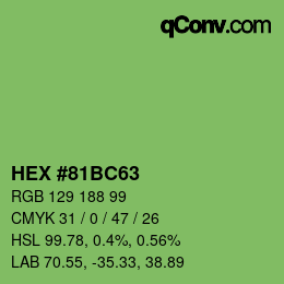 颜色代码: HEX #81BC63 | qconv.com