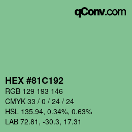 Farbcode: HEX #81C192 | qconv.com
