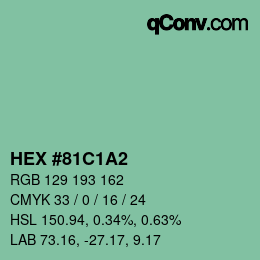 Farbcode: HEX #81C1A2 | qconv.com