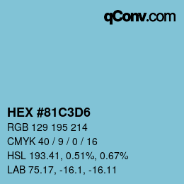 颜色代码: HEX #81C3D6 | qconv.com