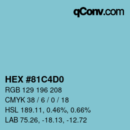 Color code: HEX #81C4D0 | qconv.com