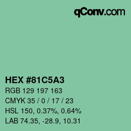 カラーコード: HEX #81C5A3 | qconv.com