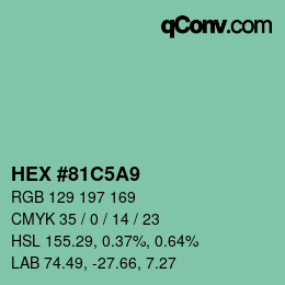 颜色代码: HEX #81C5A9 | qconv.com