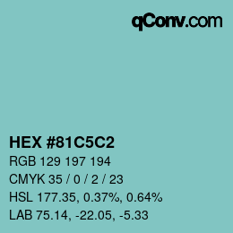 カラーコード: HEX #81C5C2 | qconv.com
