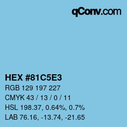 カラーコード: HEX #81C5E3 | qconv.com