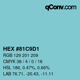 Farbcode: HEX #81C9D1 | qconv.com