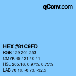 カラーコード: HEX #81C9FD | qconv.com