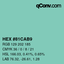 颜色代码: HEX #81CAB9 | qconv.com