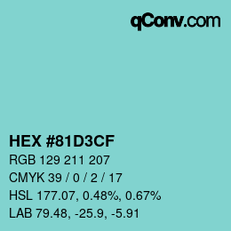 颜色代码: HEX #81D3CF | qconv.com