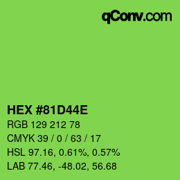 Color code: HEX #81D44E | qconv.com