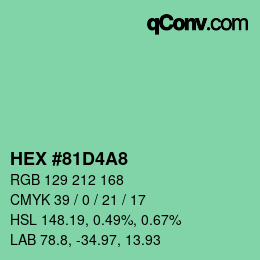 Farbcode: HEX #81D4A8 | qconv.com