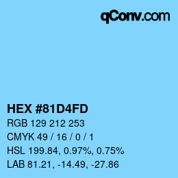 カラーコード: HEX #81D4FD | qconv.com