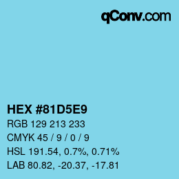 颜色代码: HEX #81D5E9 | qconv.com