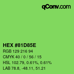 Color code: HEX #81D85E | qconv.com