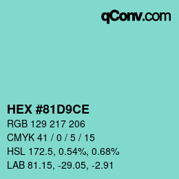 Color code: HEX #81D9CE | qconv.com