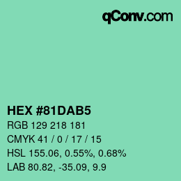 颜色代码: HEX #81DAB5 | qconv.com