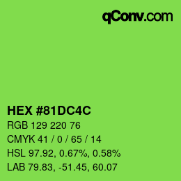 Color code: HEX #81DC4C | qconv.com