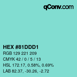 Código de color: HEX #81DDD1 | qconv.com