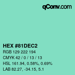 Color code: HEX #81DEC2 | qconv.com