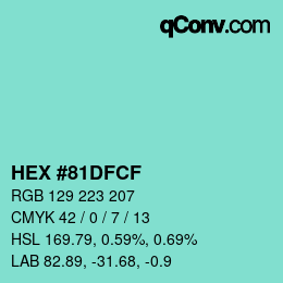 Color code: HEX #81DFCF | qconv.com
