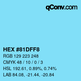 颜色代码: HEX #81DFF8 | qconv.com