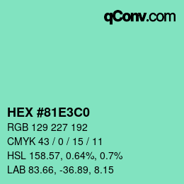 Color code: HEX #81E3C0 | qconv.com