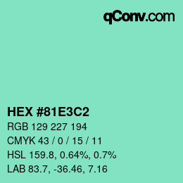 Color code: HEX #81E3C2 | qconv.com