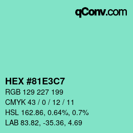 Color code: HEX #81E3C7 | qconv.com