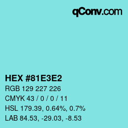 Color code: HEX #81E3E2 | qconv.com