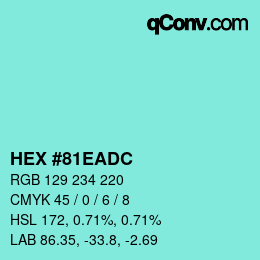 Color code: HEX #81EADC | qconv.com