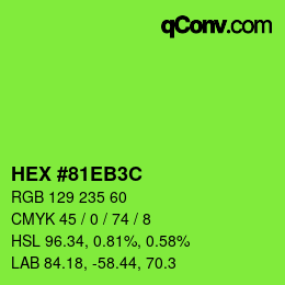 Color code: HEX #81EB3C | qconv.com