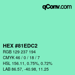 カラーコード: HEX #81EDC2 | qconv.com