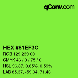 Color code: HEX #81EF3C | qconv.com
