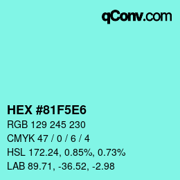 Color code: HEX #81F5E6 | qconv.com