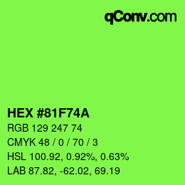 颜色代码: HEX #81F74A | qconv.com