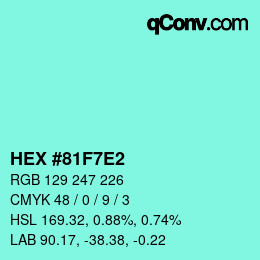 Color code: HEX #81F7E2 | qconv.com