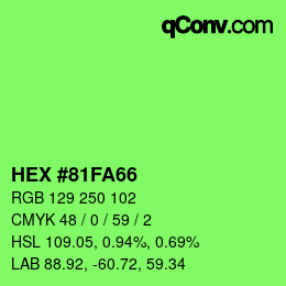 Farbcode: HEX #81FA66 | qconv.com