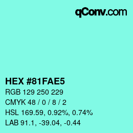 Color code: HEX #81FAE5 | qconv.com