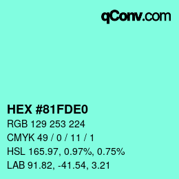 Código de color: HEX #81FDE0 | qconv.com