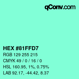 颜色代码: HEX #81FFD7 | qconv.com