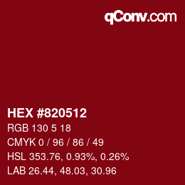 Color code: HEX #820512 | qconv.com