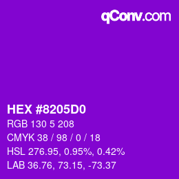 Color code: HEX #8205D0 | qconv.com