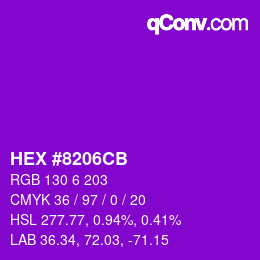 Color code: HEX #8206CB | qconv.com