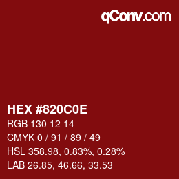 Color code: HEX #820C0E | qconv.com