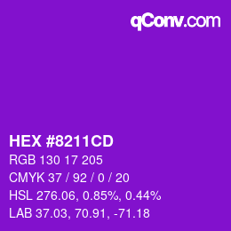 颜色代码: HEX #8211CD | qconv.com